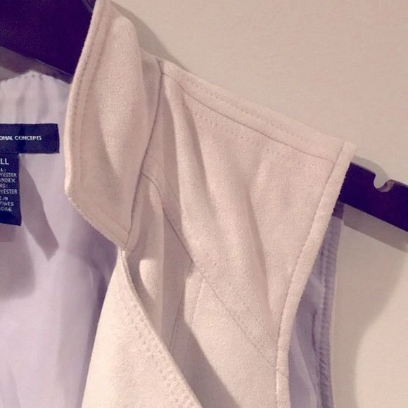 INC Faux Suede Open Front Moto Vest - Picture 7 of 9